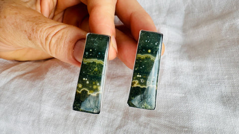 Ocean Jasper and Sterling Silver Earrings. 3023