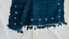 Indigo Silk & Wool Scarf and Shawl. Mirrorwork. Handwoven, Hand Dyed.