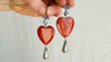Red Jasper Heart Earrings. Monte Alban Bells Sterling Silver. 2584