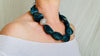 Blue Apatite, and Silver Necklace. Handmade Designer Beaded Jewelry.