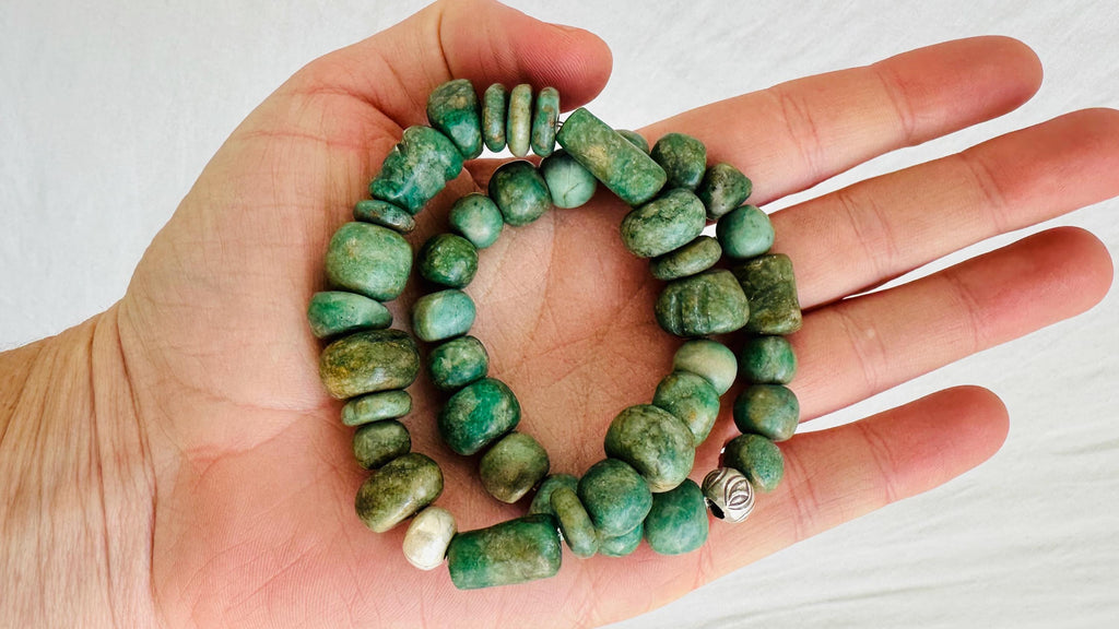 Duo of Guatemalita Bracelets. Beaded with Sterling Silver. Mayan Jewelry. Handmade Gift for Her. 2402