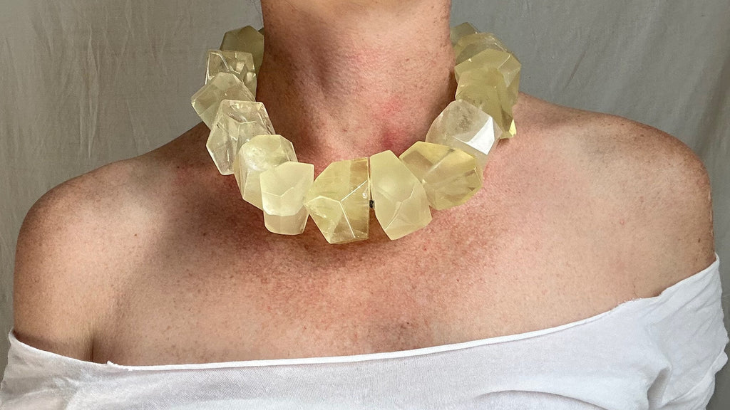 Citrine & Ammonite Necklace. Sterling Silver. 0883