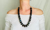 Long Fluorite and Silver Necklace. Handmade Beaded Jewelry. Beautiful Blue Stone. Statement Necklace.