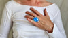 Fiery Oversized Labradorite Ring. Gorgeous Blue. Size 6. ***Scratch & Dent***