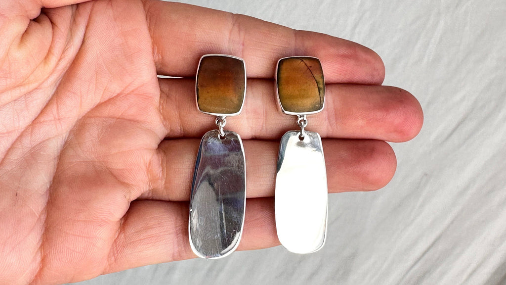 Jasper & Silver Earrings. Sterling Silver. 1322