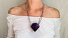 Huge Amethyst Pendant Necklace. Chunky Silver Chain. Sterling Silver. 2227