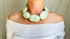 Carribean Calcite Beaded Necklace. Chunky Ovals. Sterling Silver. 1411
