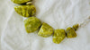 Green Serpentine Necklace. Large Organic Shapes with Handmade Sterling Silver Beads.