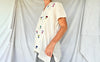 Mushroom Hand-Embroidered Gauze Blouse. All Cotton.