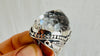 Natural Quartz Ring. Oversized. Botanicals. Size 6.25. 4146