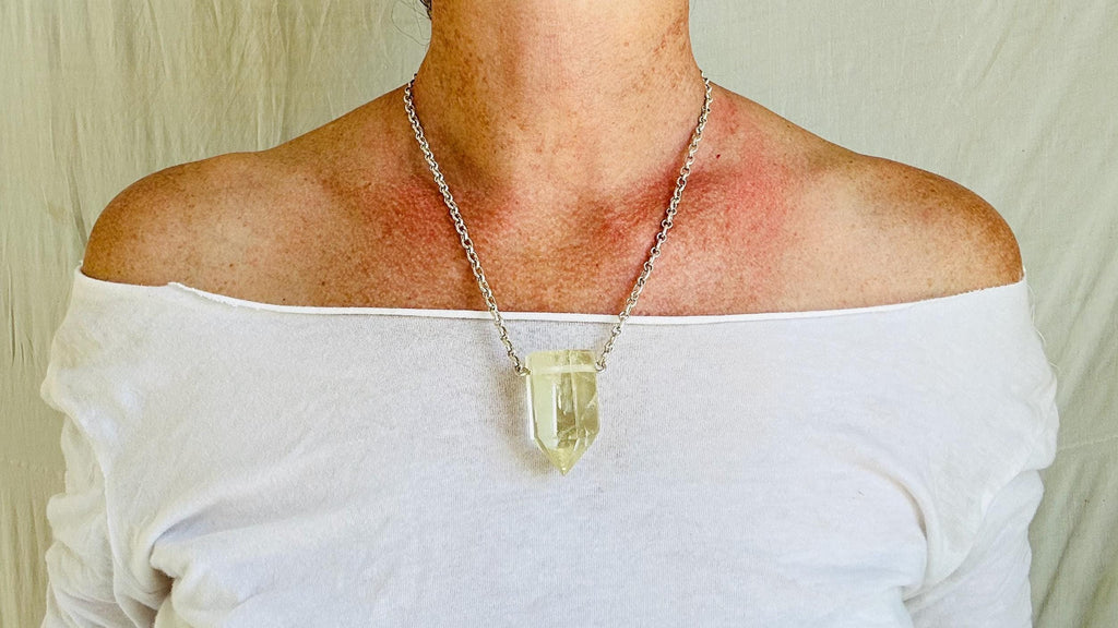 Citrine & Silver Pendant Necklace. Handmade Sterling Silver Chain. 2306