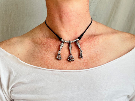 Old Amulets Necklace. Antique. India. Sterling Silver. 1031.
