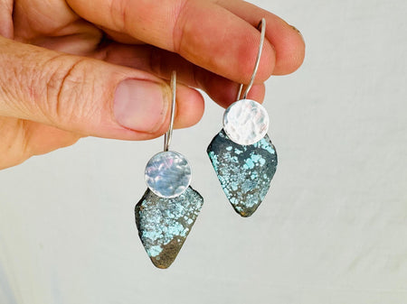 Natural Turquoise Earrings. Sterling Silver. 2705