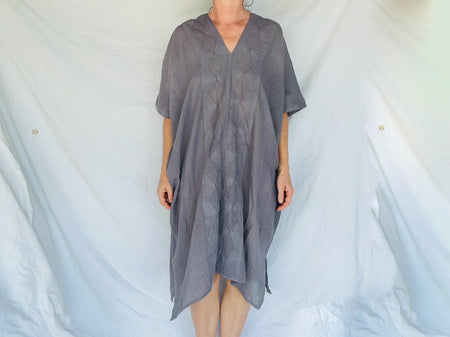 Mexican Gauze Dress. Hand Dyed. Applique Work. One Size.