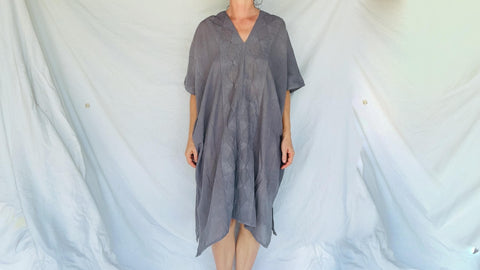 Mexican Gauze Dress. Hand Dyed. Applique Work. One Size.