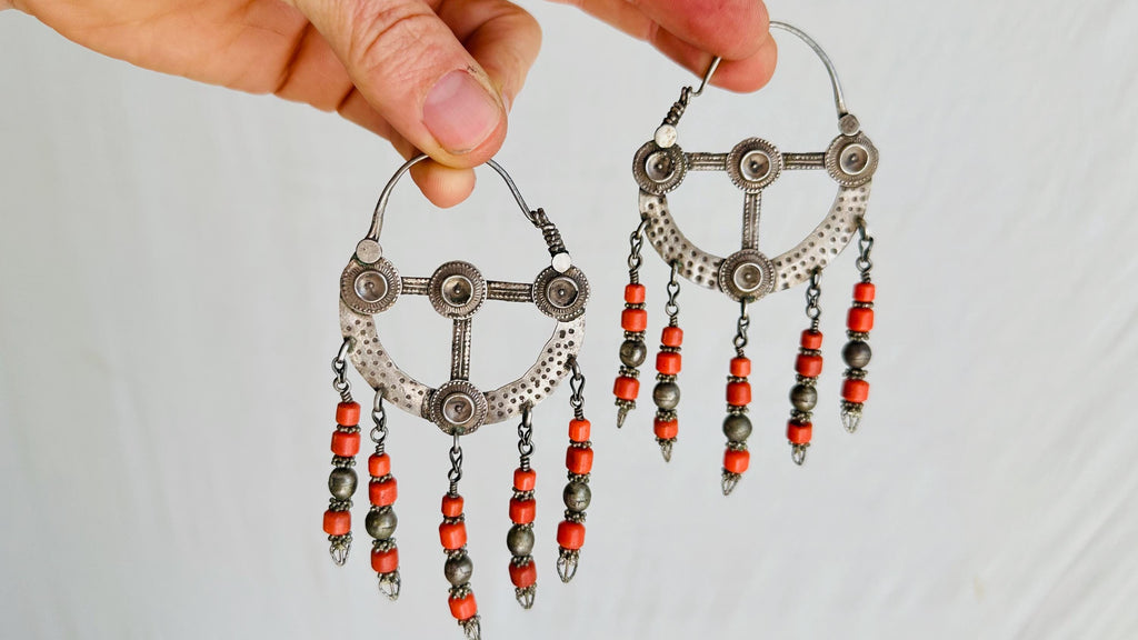 Vintage Uzbek Bukhara Silver Earrings. 4279