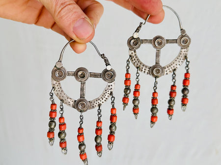 Vintage Uzbek Bukhara Silver Earrings. 4279