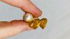 Amber Heart Barbell Earrings. Double Sided. 1226