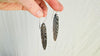 Carved MOP Feather Earrings. Black Mother-of-Pearl and Sterling Silver Jewelry. Atelier Aadya. 4170