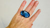 Oversized Labradorite Ring. Bright Blue! Adjustable Sterling SilverJewelry. Handmade Designer Jewelry. 4006