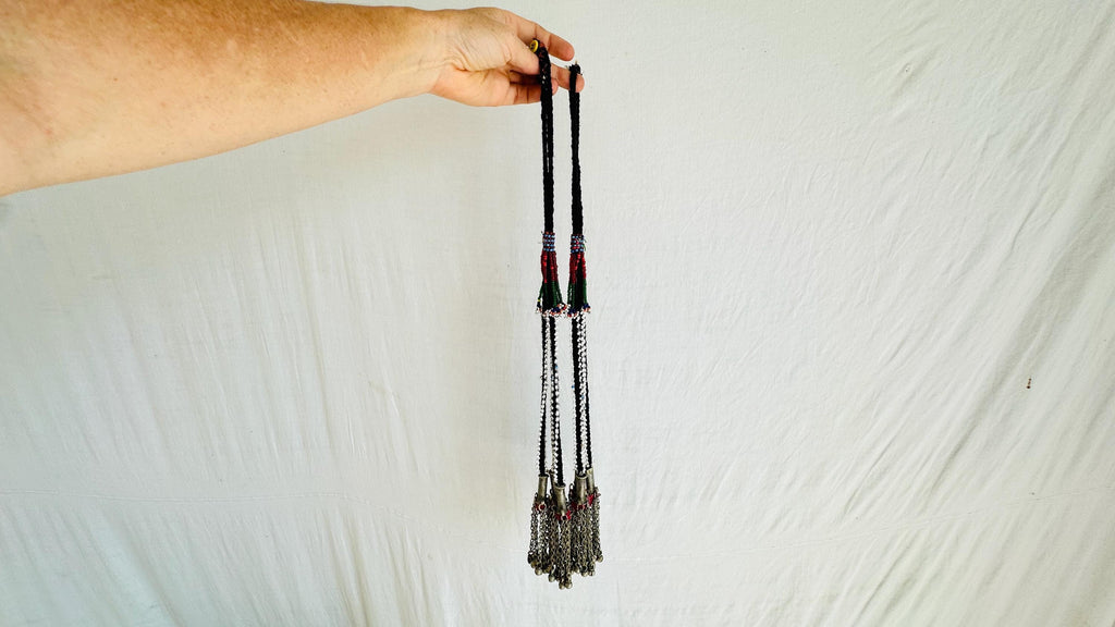 2 Large Vintage Tassels. Kuchi Tribal Beaded Decor.