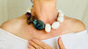 Ammonite & White Jade Necklace with Labradorite and Fluorite. Medicine Necklace.