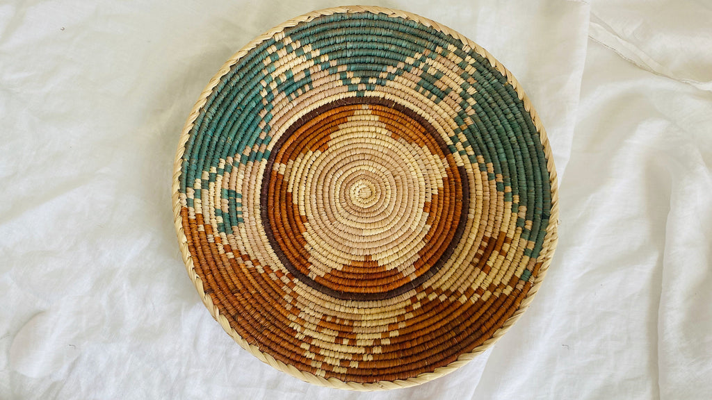 Kuchi Tribal Round Flat Basket. 0344