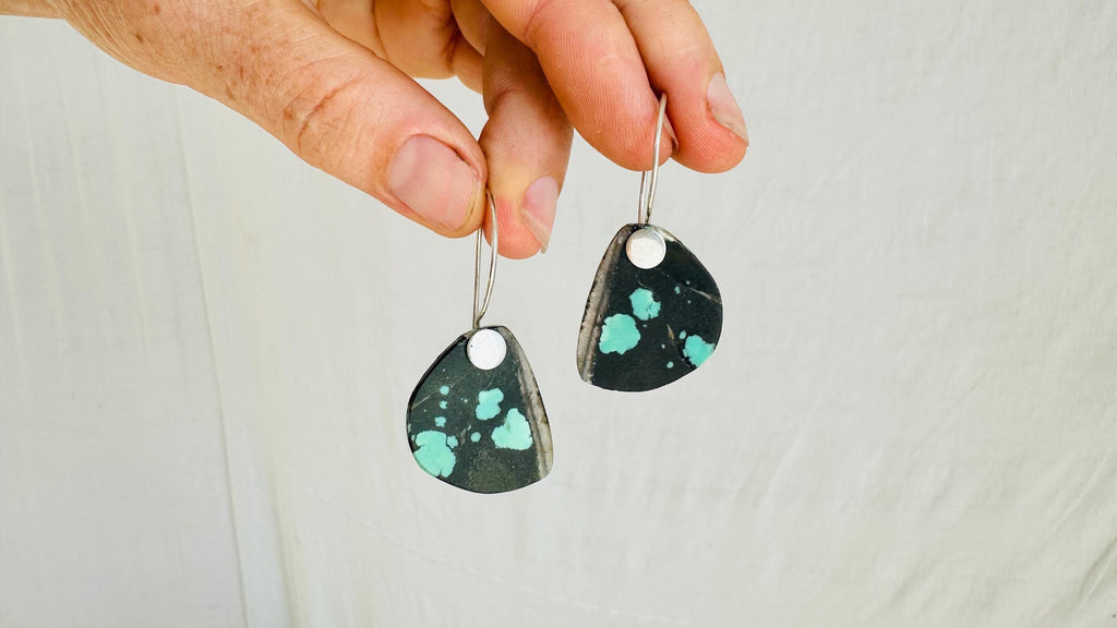 Hubei Turquoise Earrings. Sterling Silver.