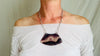 Rainbow Fluorite Adze Pendant Necklace. Sterling Silver Chain. 2476