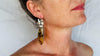 Amber & Bird Earrings from Mexico. Handmade of Sterling Silver. S/N. Statement Earrings