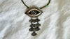 Eye Milagro Pendant Turquoise Necklace. Mexico. American Turquoise. Sterling Silver. 2370