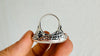 Rainbow Moonstone Cocktail Ring. Oversized Sterling Silver Designer Ring. Botanicals. Size 9. 4621