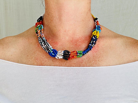 Berber Seed Bead Necklace. Vintage Moroccan Jewelry. 2547