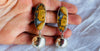 Maligano Jasper Earrings with Squash Blossoms. Sterling Silver. 2888