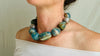 Blue Onyx Beaded Necklace. Sterling Silver. 2518