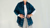 Indigo Shibori Silk & Wool Scarf and Shawl. Mirrorwork. Handwoven, Hand Dyed.