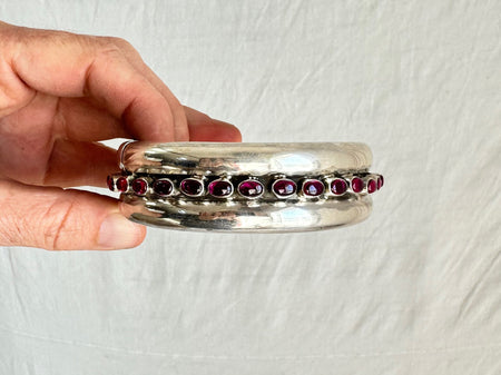 Sterling Silver and Garnet Indian Bangle. 1018