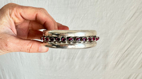 Sterling Silver and Garnet Indian Bangle. 1018