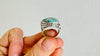 Natural Turquoise Cocktail Ring. Oversized Sterling Silver Designer Ring. Botanicals. Size 6. 2388