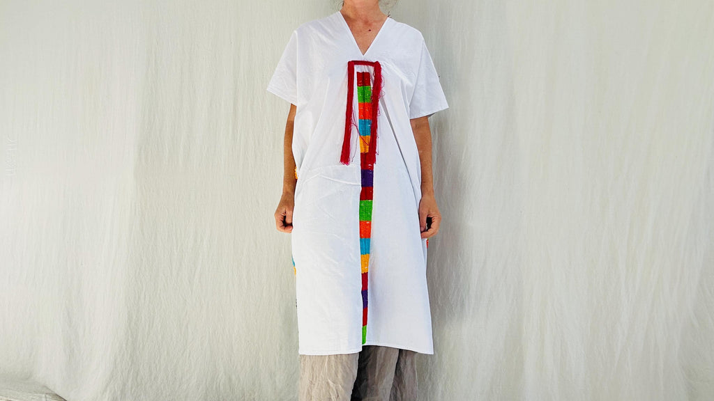 Rainbow Yalalag Huipil from Oaxaca. Handmade Tunic. Mexico.