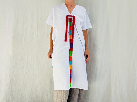 Rainbow Yalalag Huipil from Oaxaca. Handmade Tunic. Mexico.