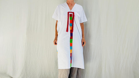 Rainbow Yalalag Huipil from Oaxaca. Handmade Tunic. Mexico.