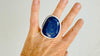Oversized Facteted Lapis Lazuli Ring. Adjustable Size . Sterling Silver Cocktail Ring. 4291