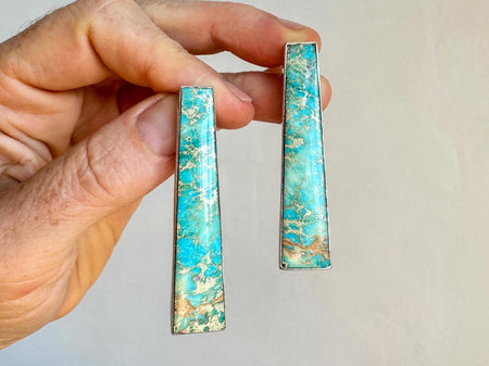 Blue Sea Sediment Jasper Post Earrings in Sterling Silver I Handmade Designer Jewelry I One-of-a-Kind 2168