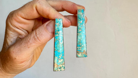 Blue Sea Sediment Jasper Post Earrings in Sterling Silver I Handmade Designer Jewelry I One-of-a-Kind 2168