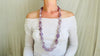 Long Amethyst Necklace. Natural Stone Beaded Designer Jewelry.