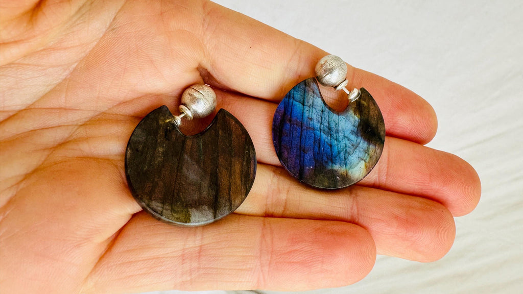 Labradorite & Sterling Earrings. Handmade Stone Earrings. 1145
