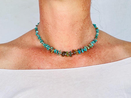 Turquoise and Sterling Necklace. Natural American Turquoise. Gift for Her. 2878