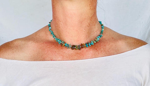 Turquoise and Sterling Necklace. Natural American Turquoise. Gift for Her. 2878