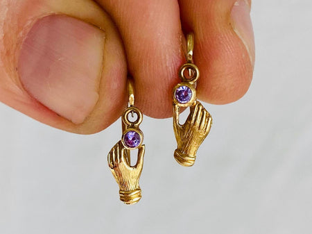 Vintage Ecuadorian Gold Earrings With Crystal. 18kt. 0393
